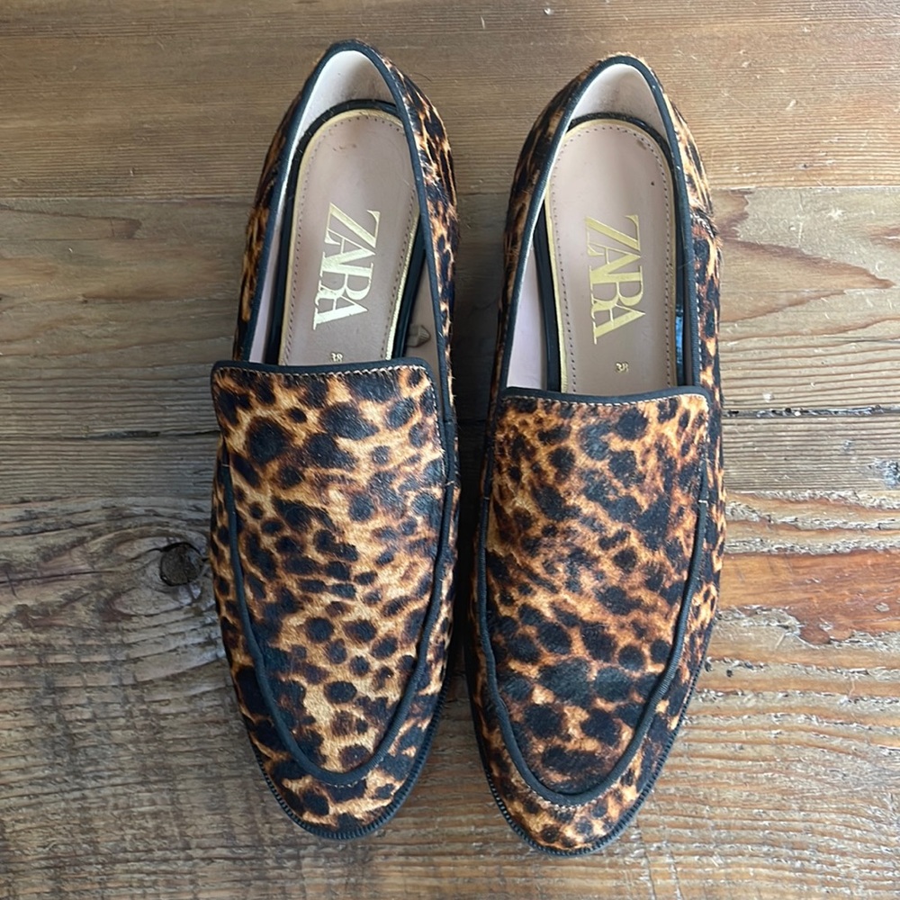 Zara Leopard Print Loafers